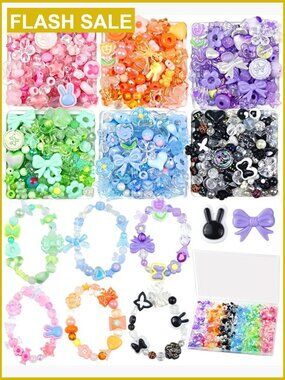 450pc Assorted Acrylic Beads for Jewelry Bracelet Making DIY Craft Set
